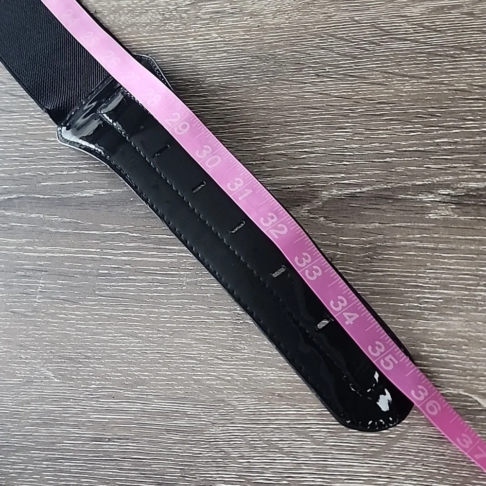 Y2K Faux Black Patent Leather Stretch Wide Belt